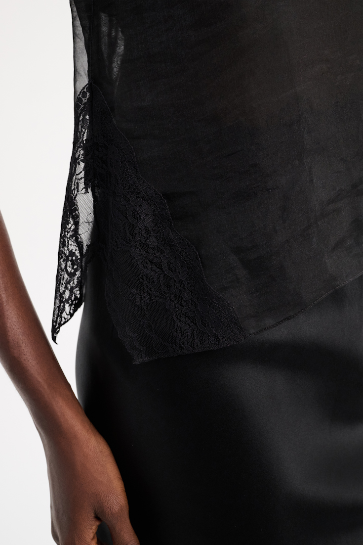 Dorothee Schumacher Silk organza camisole with lace pure black