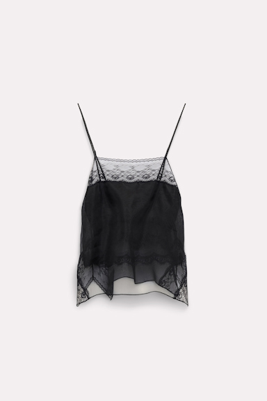 Dorothee Schumacher Silk organza camisole with lace pure black