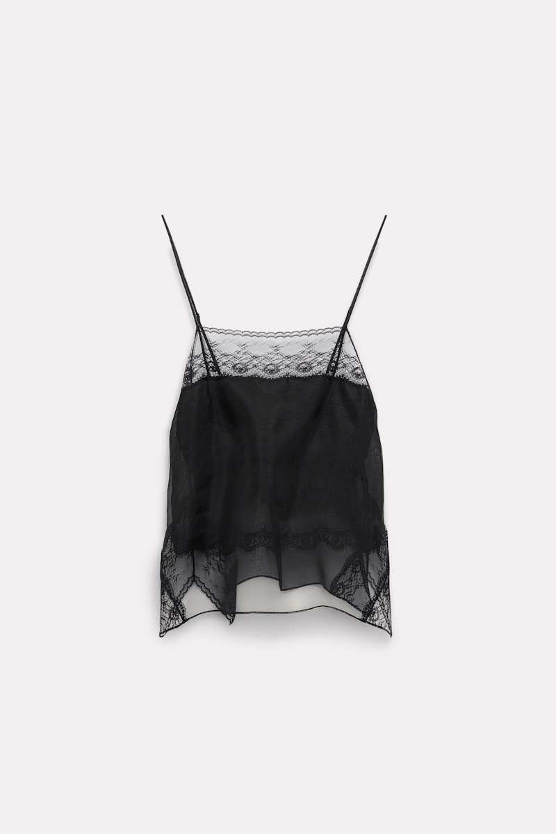 Dorothee Schumacher Silk Organza Camisole With Lace In Black