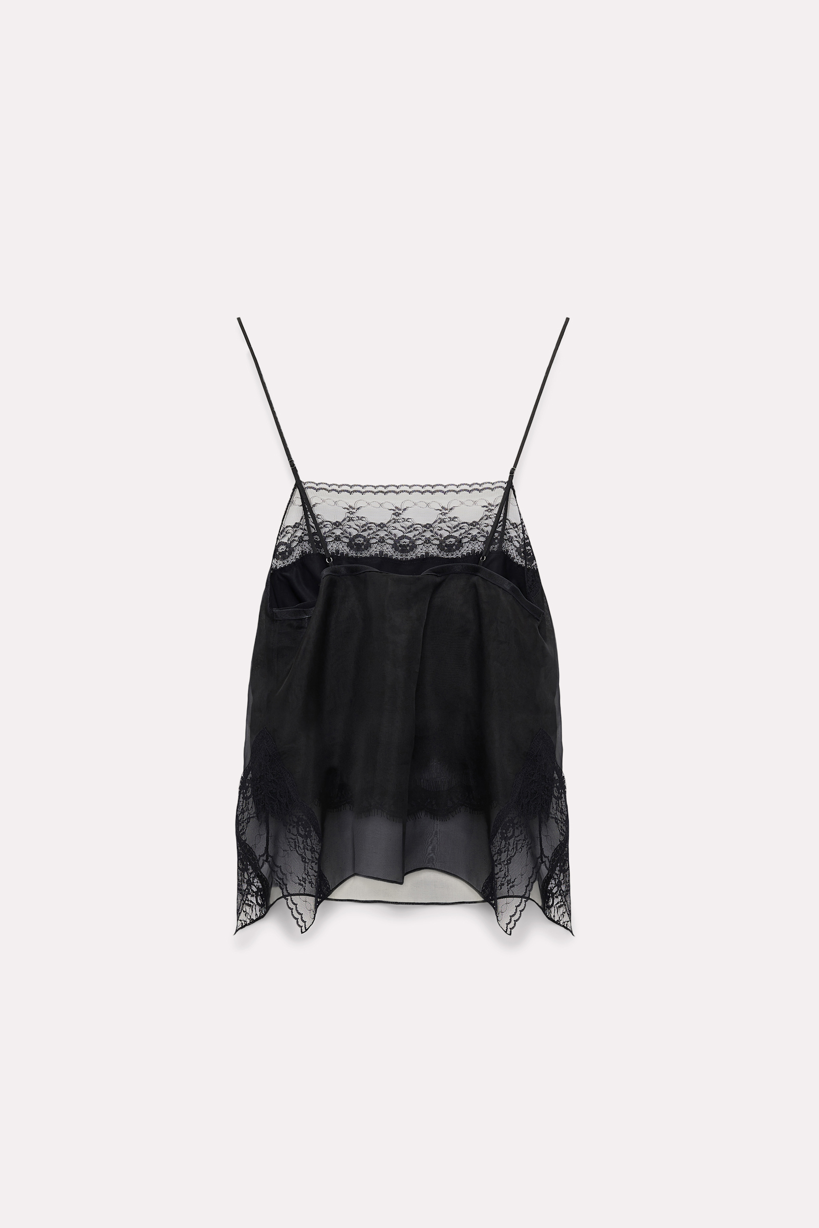 Dorothee Schumacher Top aus Seidenorganza mit Spitzendetails pure black