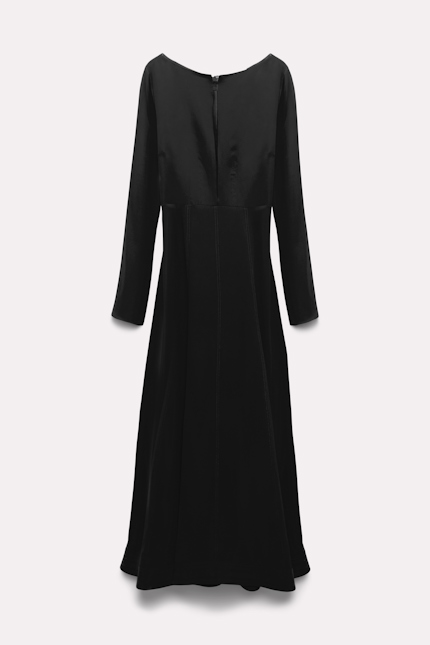 SOPHISTICATED VOLUMES dress Dorothee Schumacher Silk dress with slit neckline pure black