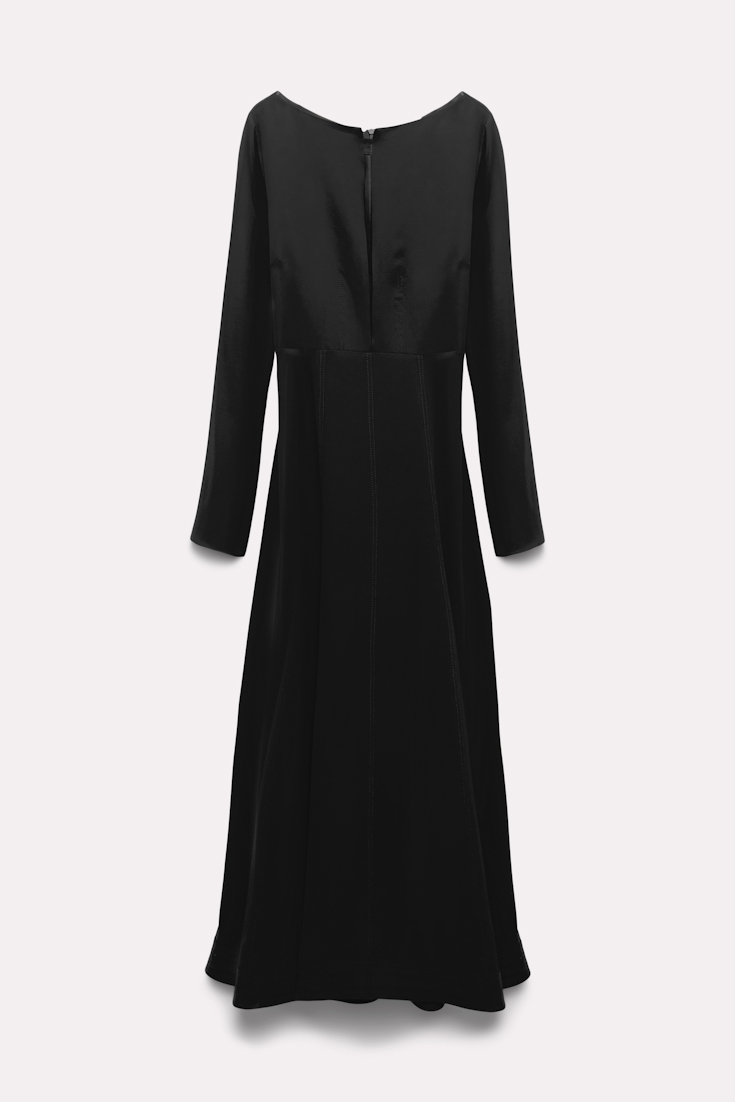 Dorothee Schumacher Silk dress with slit neckline pure black