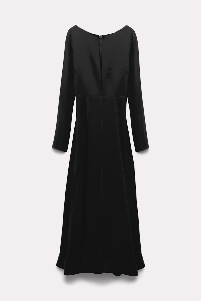 Dorothee Schumacher Silk Dress With Slit Neckline In Black
