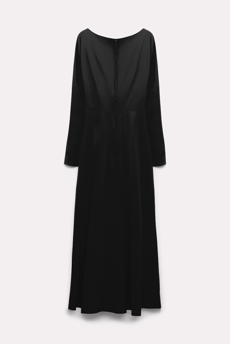 Dorothee Schumacher Seidenkleid mit geschlitzter Neckline pure black