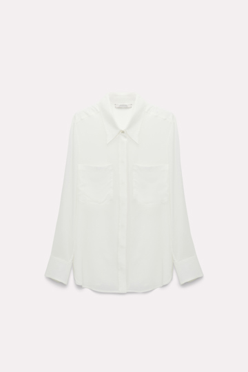 Dorothee Schumacher Seidenbluse mit aufgesetzten Taschen camellia white