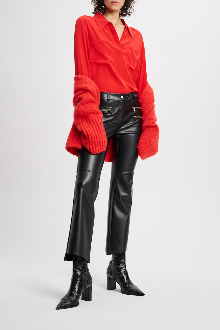 Dorothee Schumacher Silk blouse with pockets shiny red