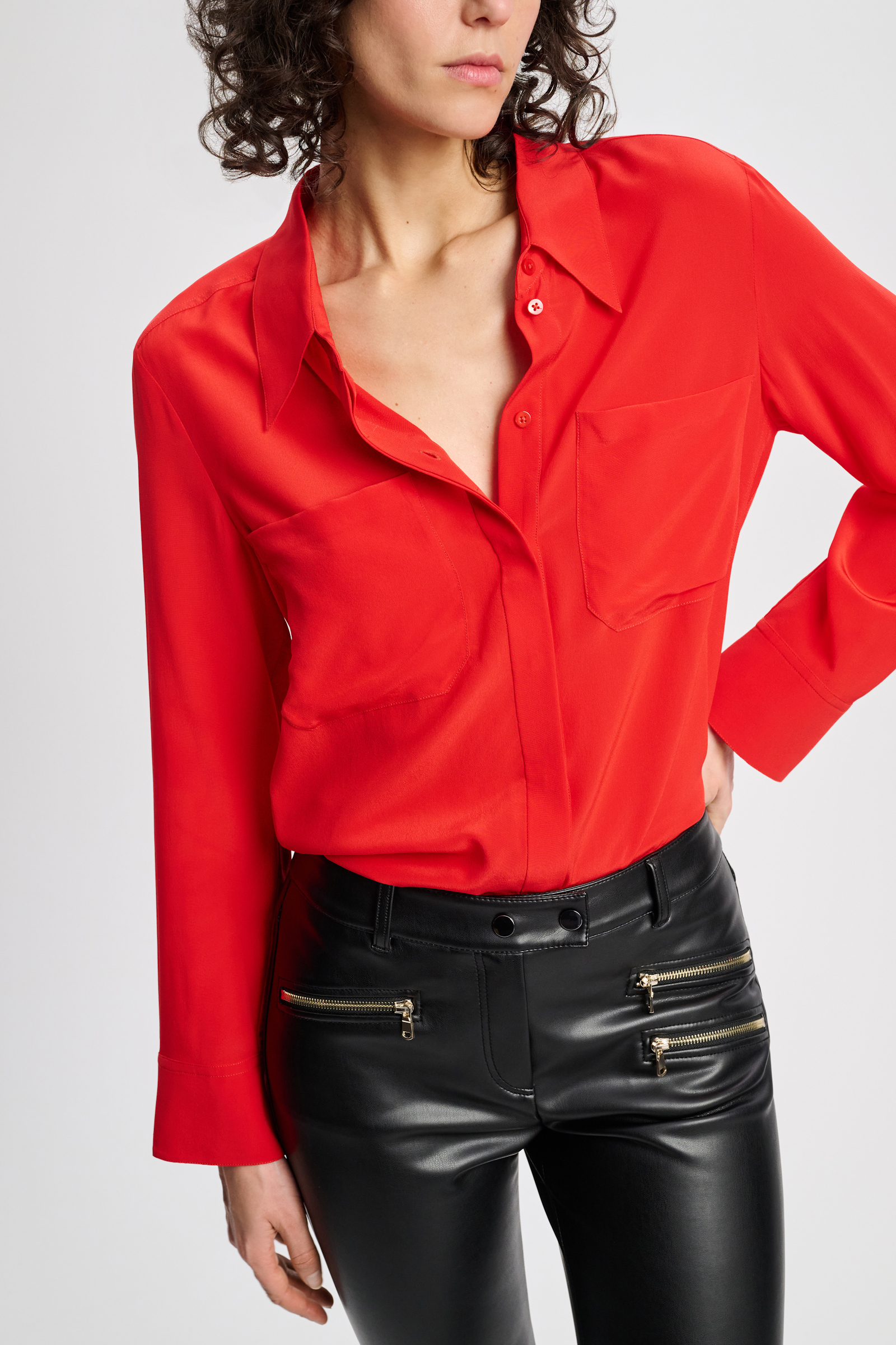 Dorothee Schumacher Silk blouse with pockets shiny red