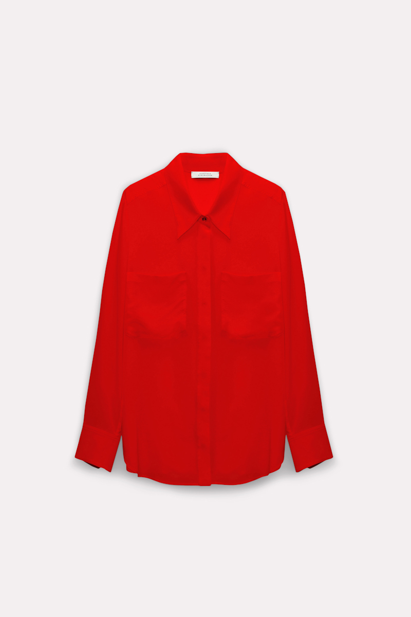 Shop Dorothee Schumacher Silk Blouse With Pockets In Red