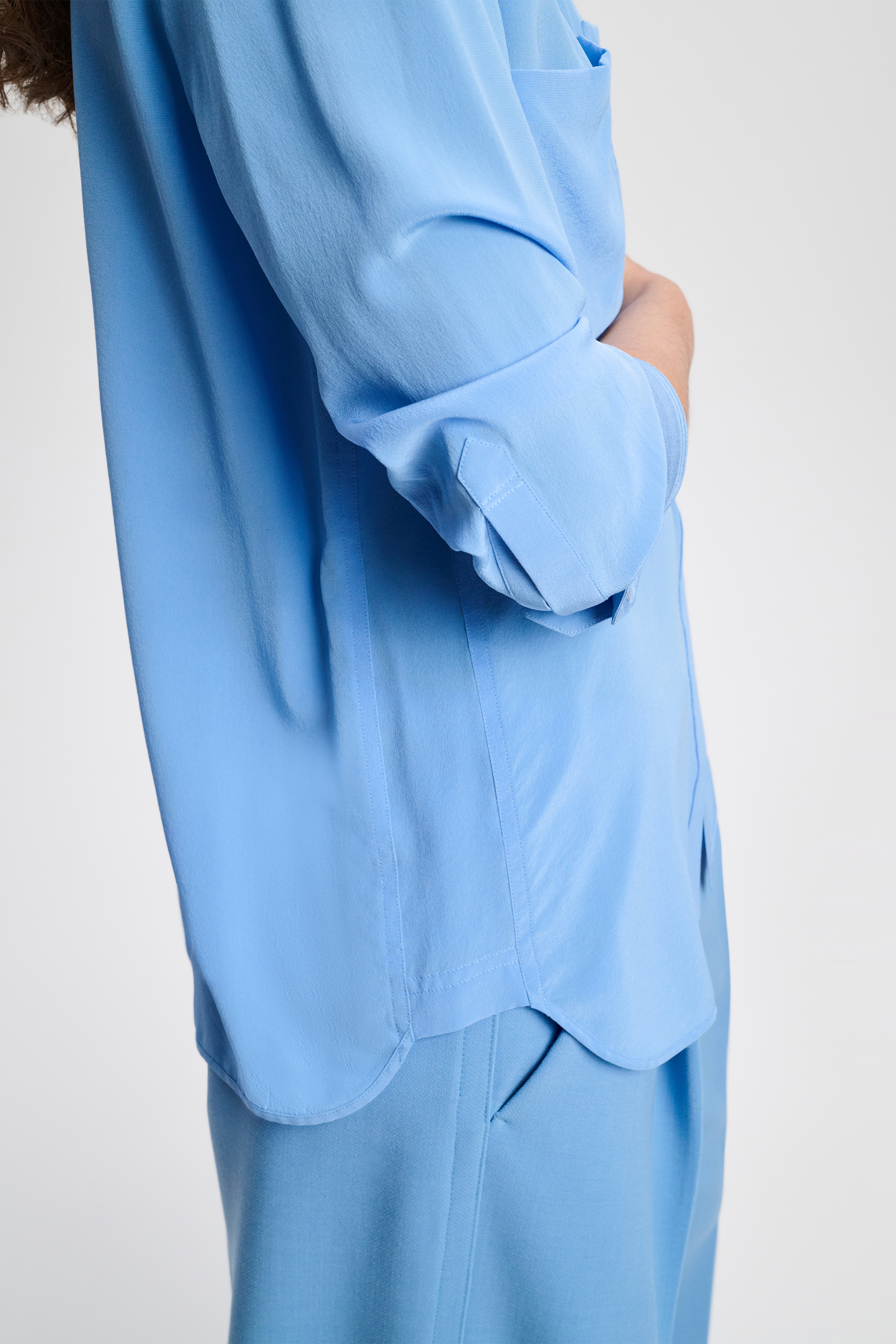 Dorothee Schumacher Silk blouse with pockets cornflower blue