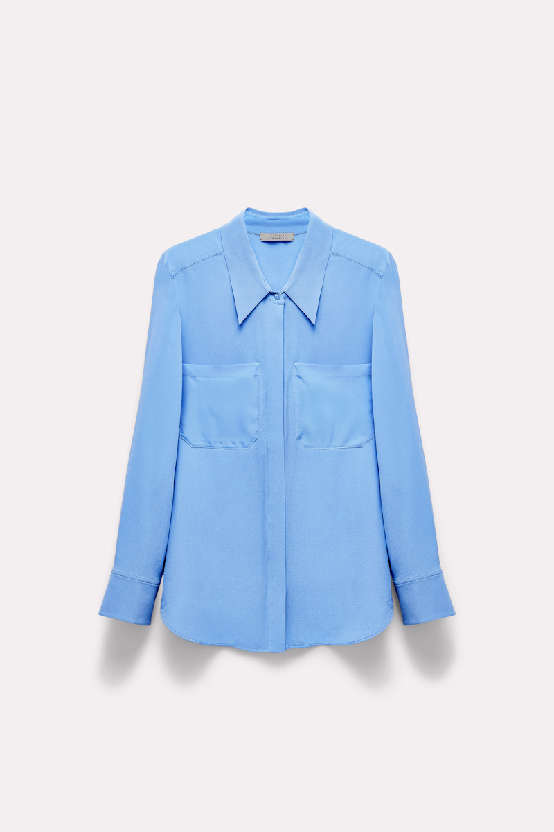 Dorothee Schumacher Silk Blouse With Pockets In Blue