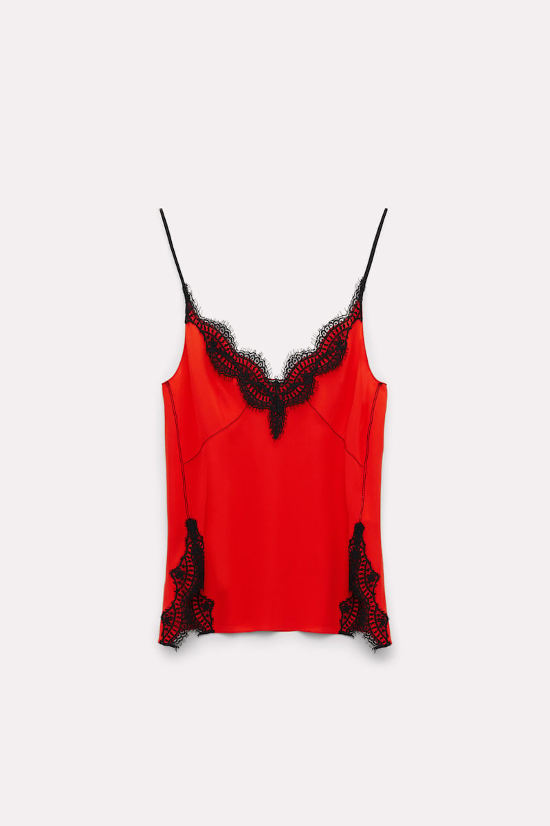Dorothee Schumacher Silk Camisole With Lace In Red