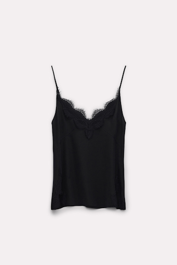 Dorothee Schumacher Seidentop mit Spitzendetails pure black