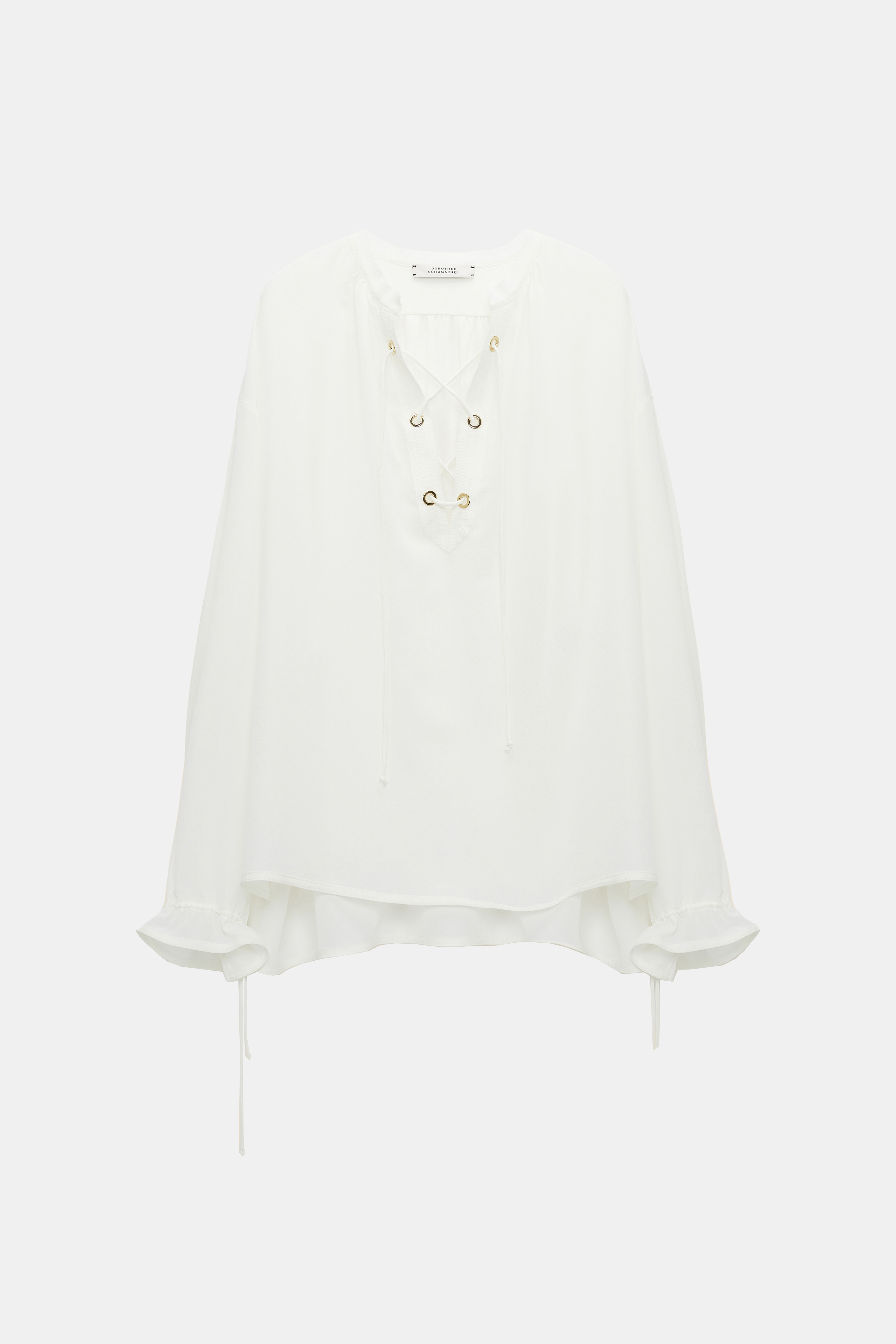 Dorothee Schumacher Silk blouse with laced neckline camellia white