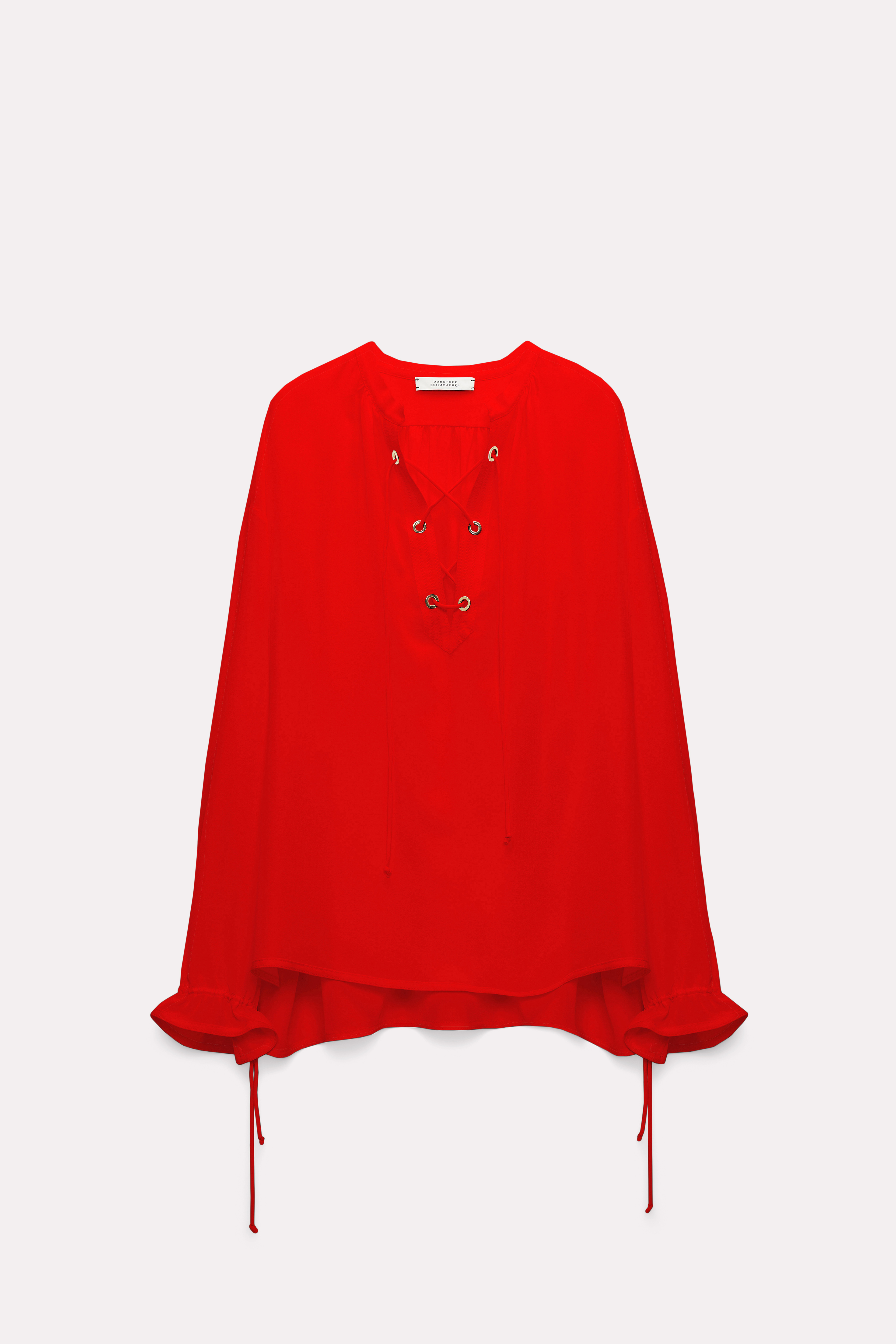 Dorothee Schumacher Silk blouse with laced neckline shiny red