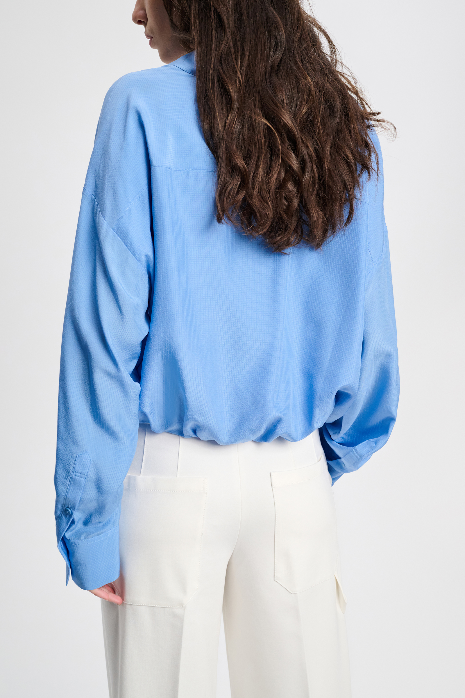 Dorothee Schumacher Silk blouse with balloon hem cornflower blue