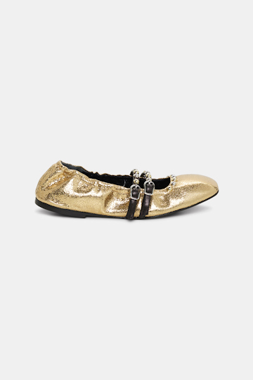 Dorothee Schumacher Metallic crackle leather foldable ballerinas structured gold