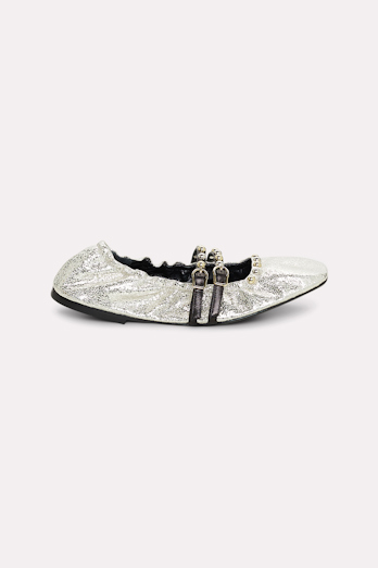 Dorothee Schumacher Metallic crackle leather foldable ballerinas silver