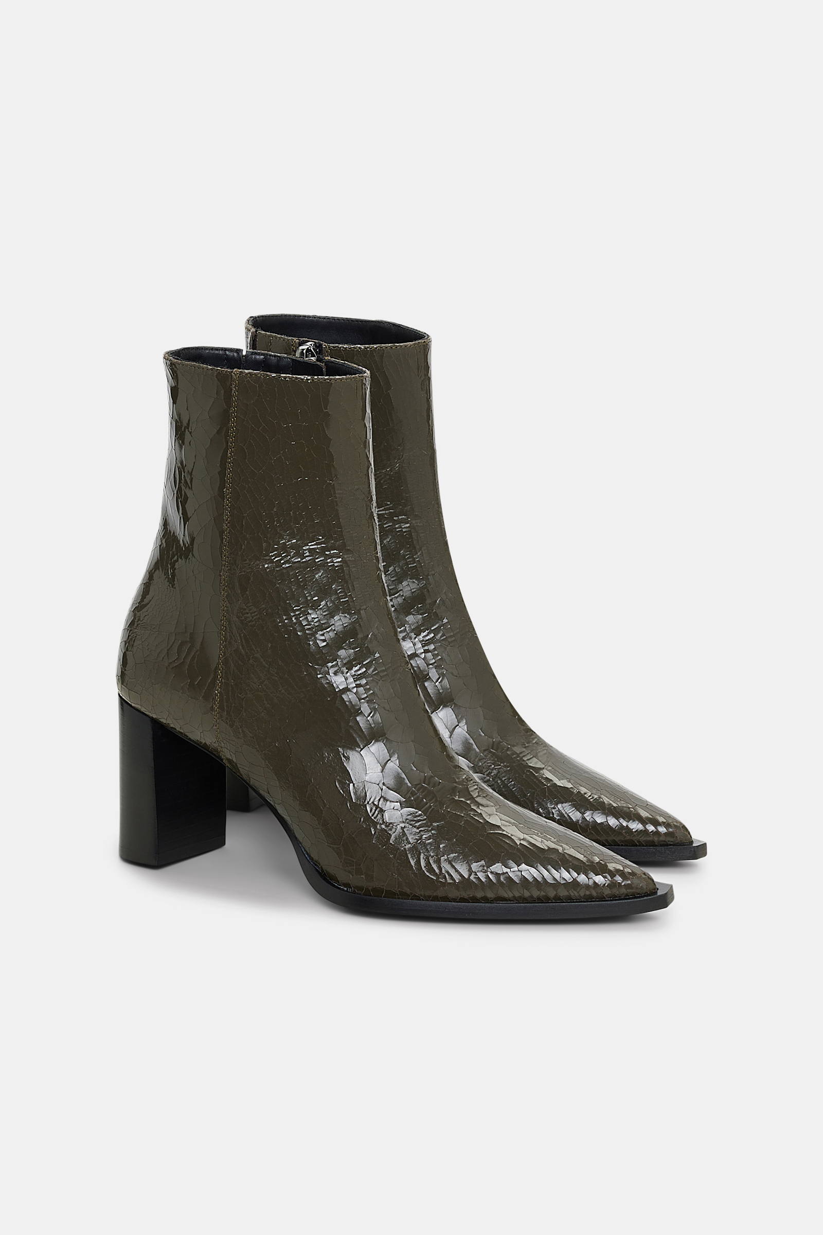 Dorothee Schumacher Crackle-effect ankle boots true khaki