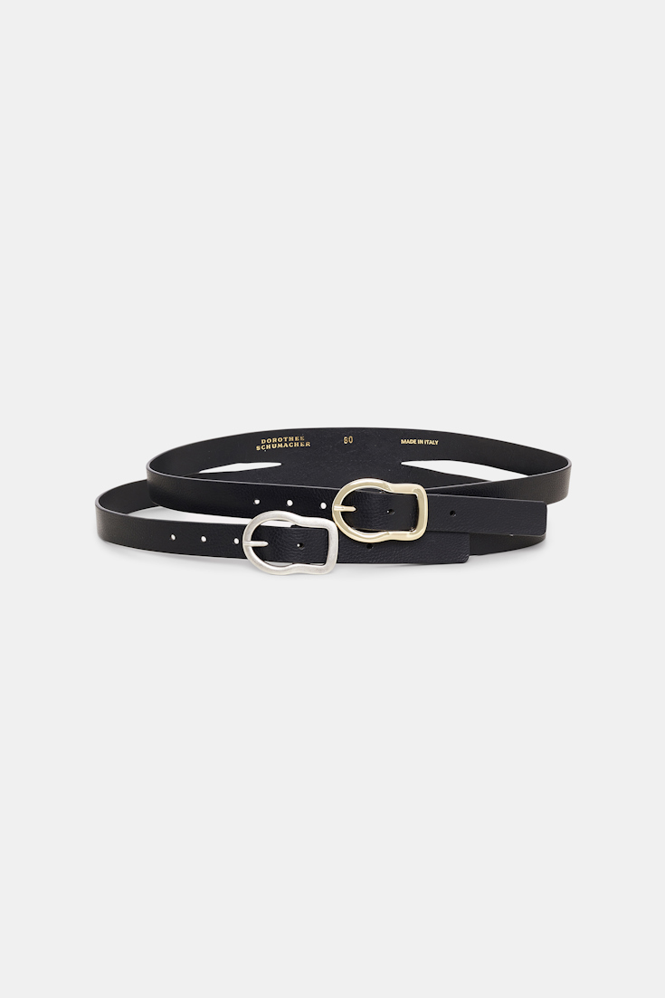 Dorothee Schumacher Two-tone double wrap belt pure black