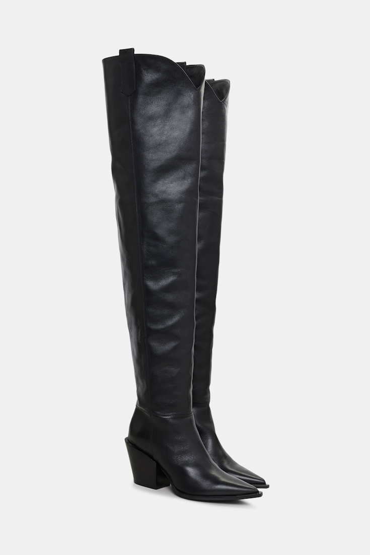Dorothee Schumacher Thigh-high western boots pure black