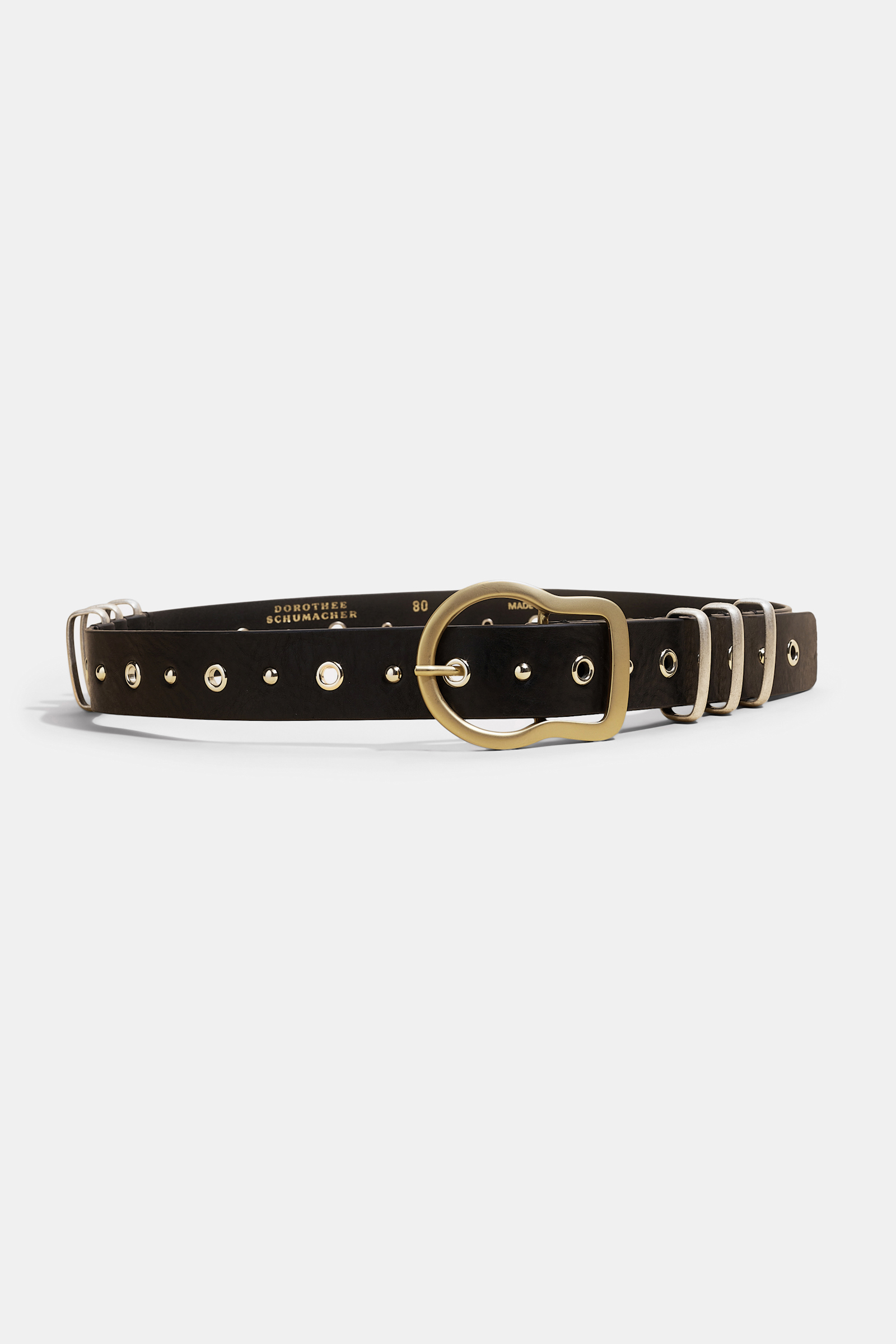 Dorothee Schumacher Leather belt with metal detailing pure black