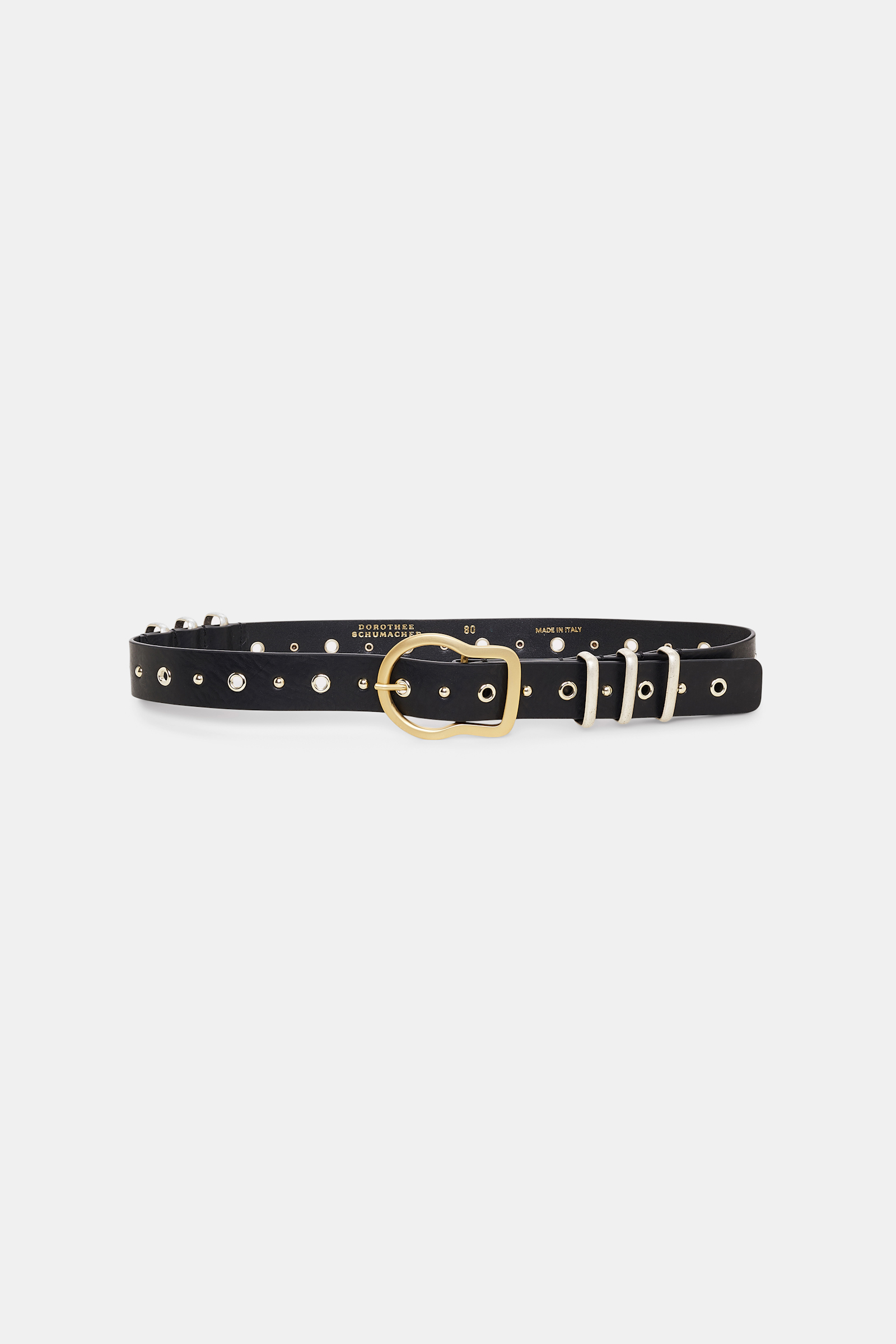 Dorothee Schumacher Leather belt with metal detailing pure black