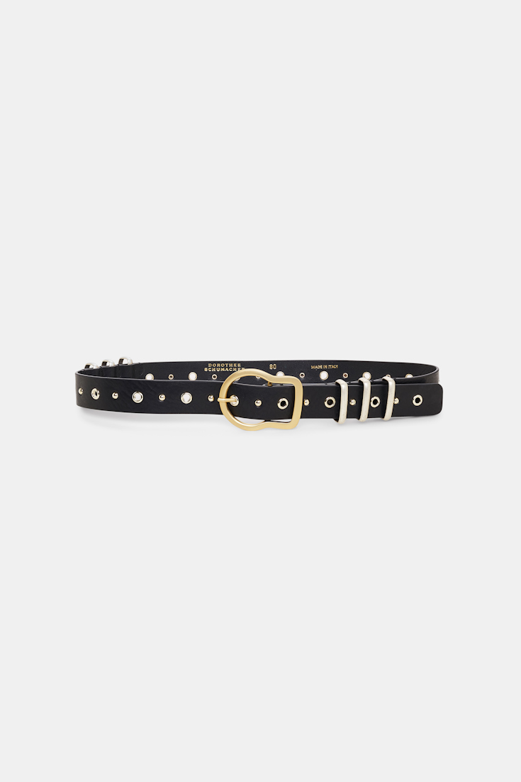 Dorothee Schumacher Leather belt with metal detailing pure black