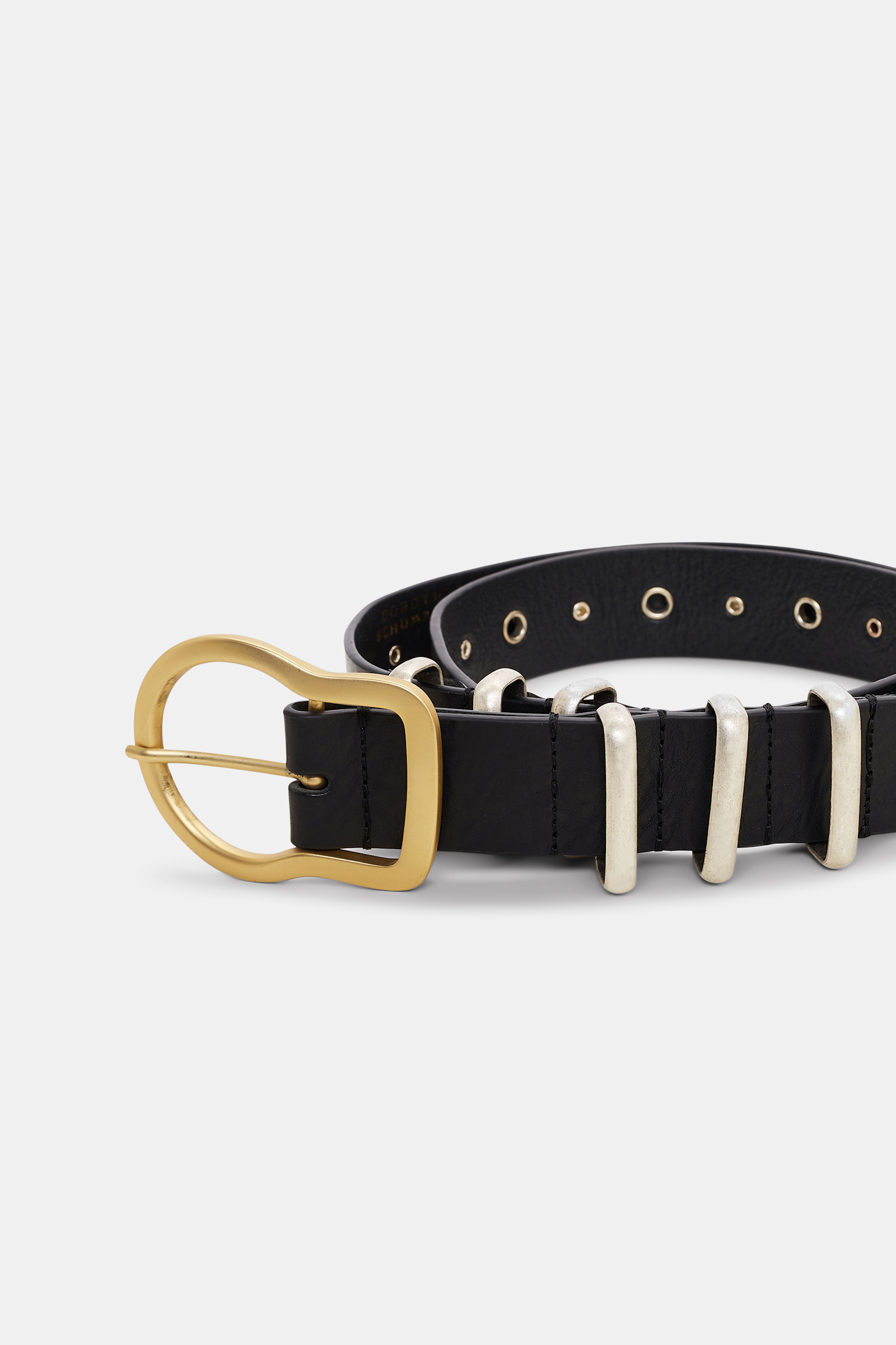 Dorothee Schumacher Leather belt with metal detailing pure black