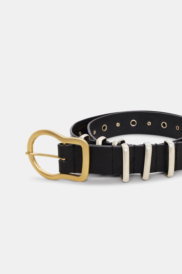 Dorothee Schumacher Leather belt with metal detailing pure black