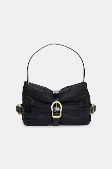 Dorothee Schumacher Padded nylon satchel with leather detailing black with matte gold trims