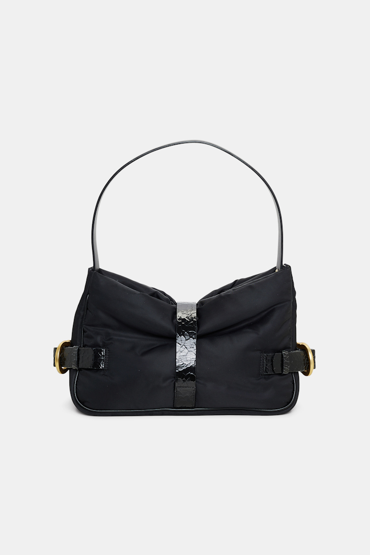 Dorothee Schumacher Tasche aus Nylon mit Lederdetails black with matte gold trims