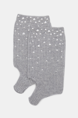 Dorothee Schumacher Stud-embellished cashmere leg warmers cool grey melange