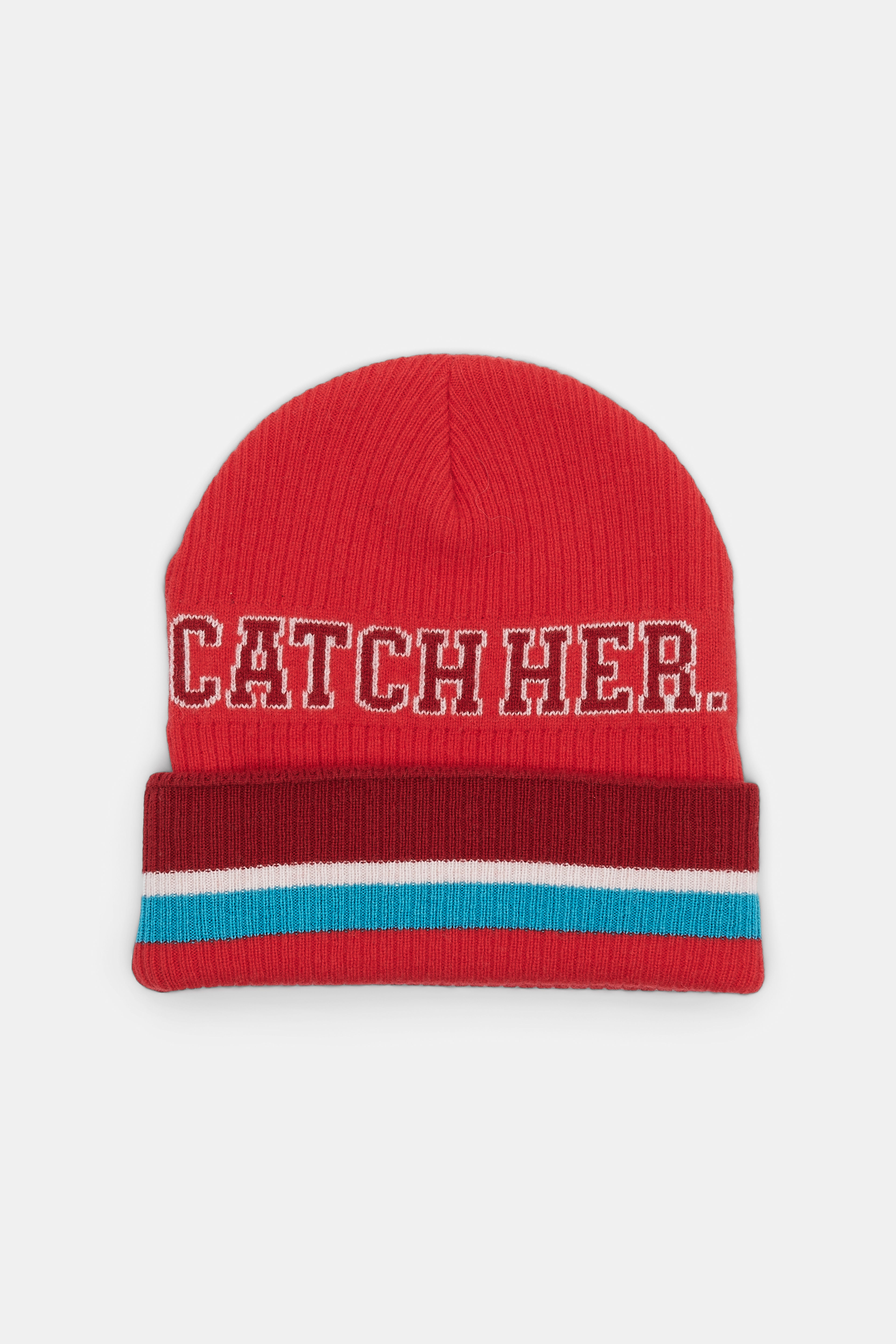 Dorothee Schumacher Slogan knit wool hat red cream citrin mix