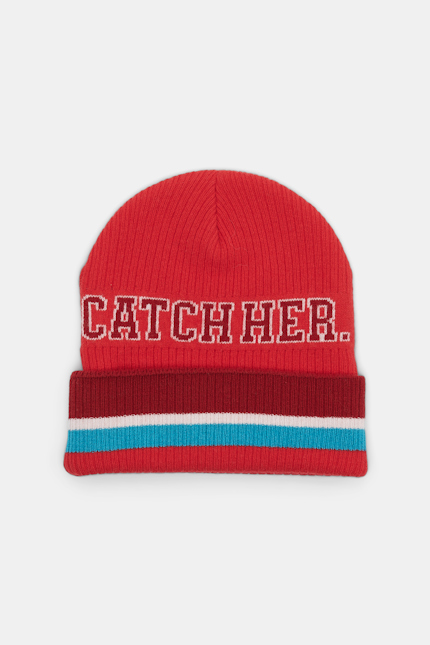 FAN CLUB beanie Dorothee Schumacher Woll Beanie mit Brand Slogan red cream citrin mix