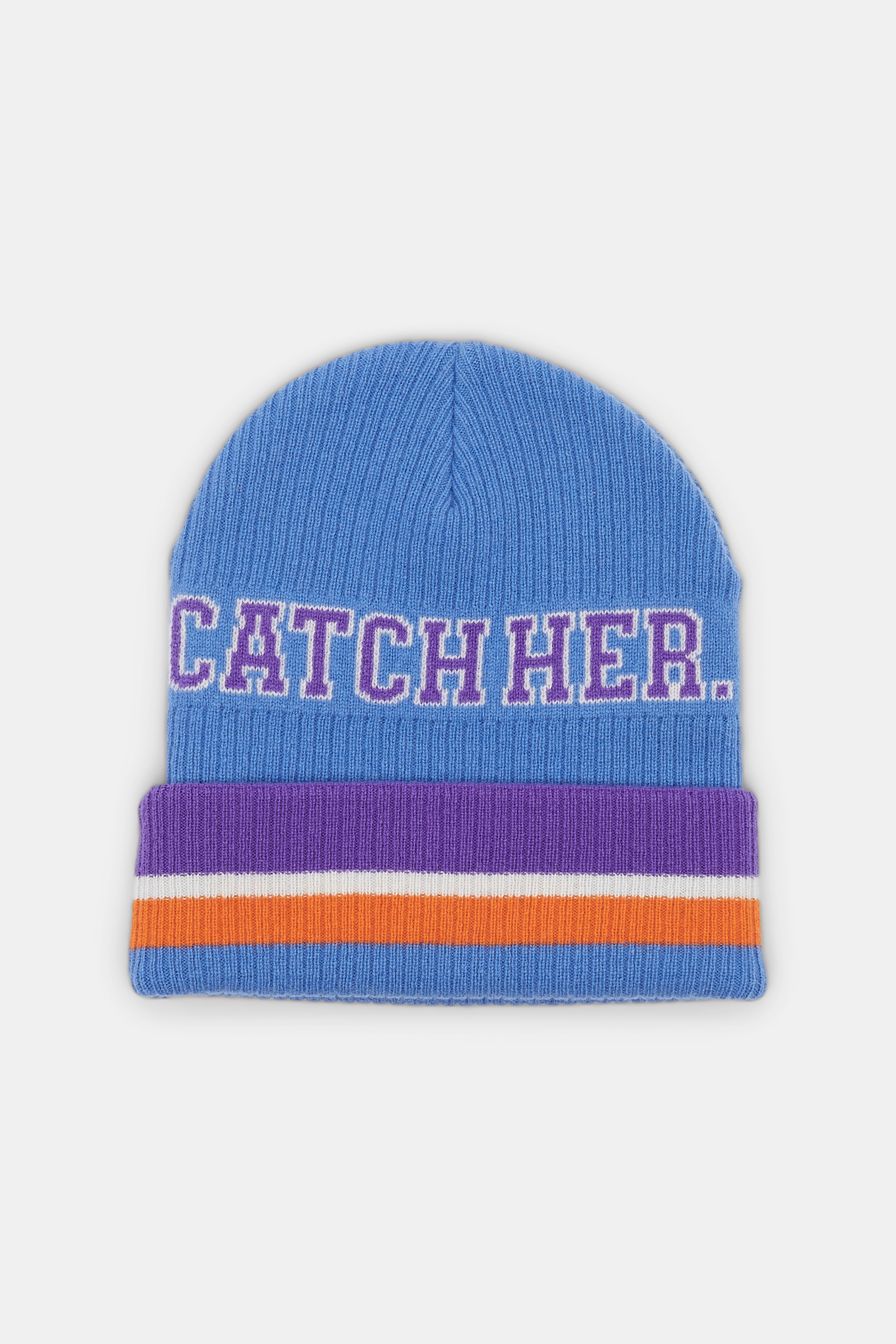 Dorothee Schumacher Slogan knit wool hat fanclub stripe