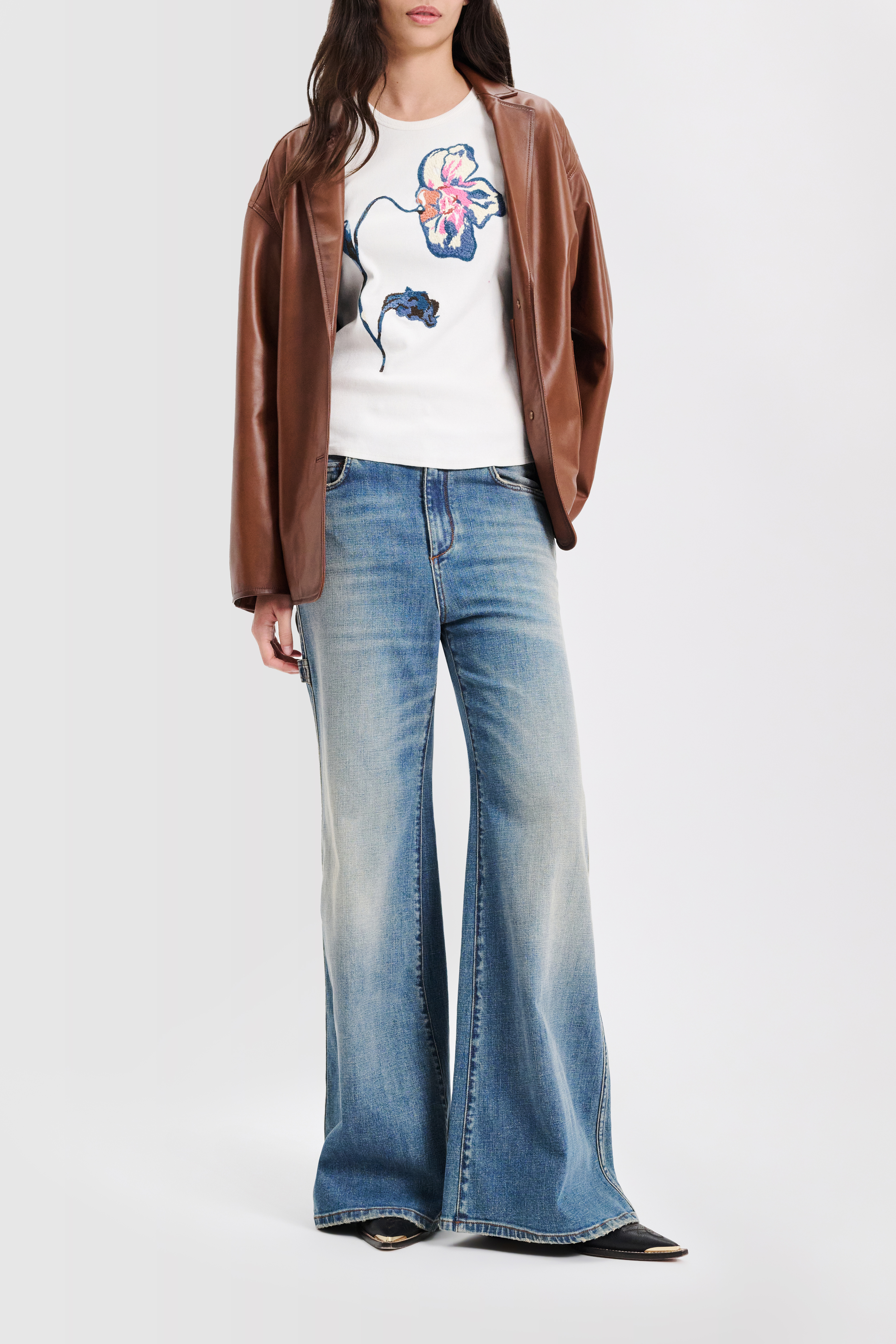 Dorothee Schumacher Geripptes T-Shirt mit floraler
