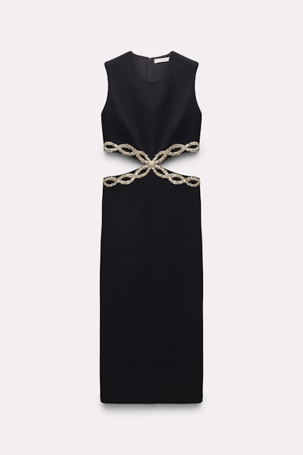 STRIKING COOLNESS dress Dorothee Schumacher Langes Kleid mit Cut-Out und Embroidery pure black