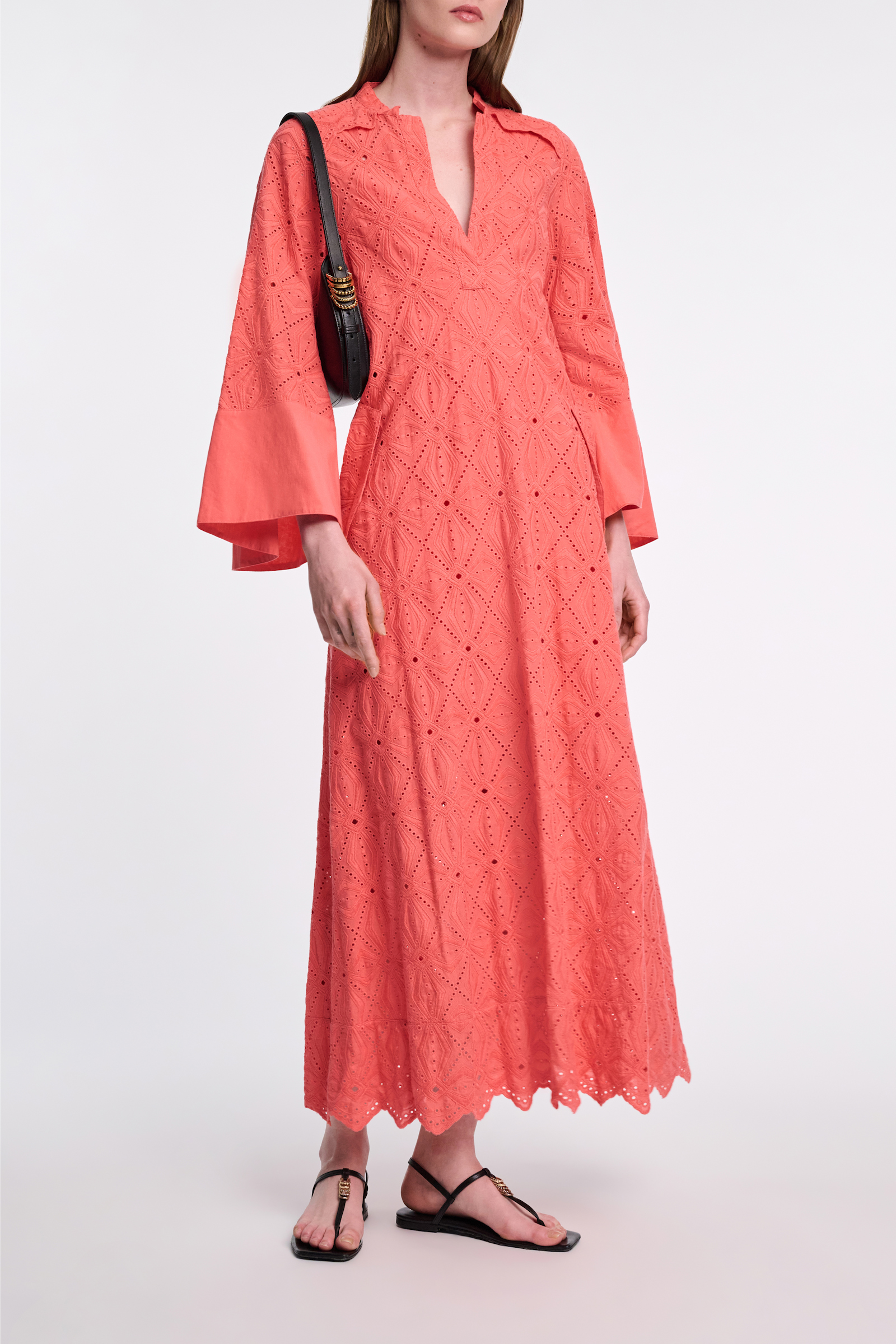 Dorothee Schumacher Cotton broderie anglaise caftan dress coral