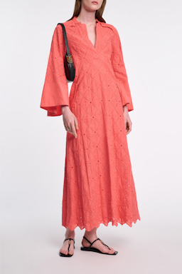 Dorothee Schumacher Kaftankleid mit Broderie Anglaise coral