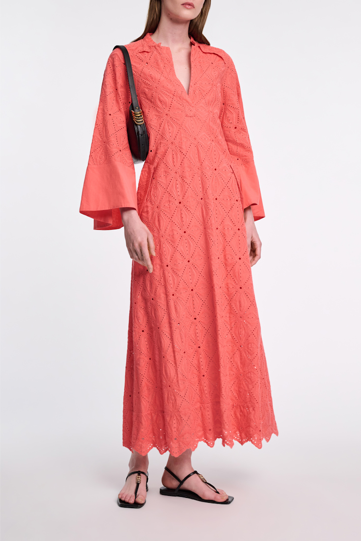 Dorothee Schumacher Cotton broderie anglaise caftan dress coral