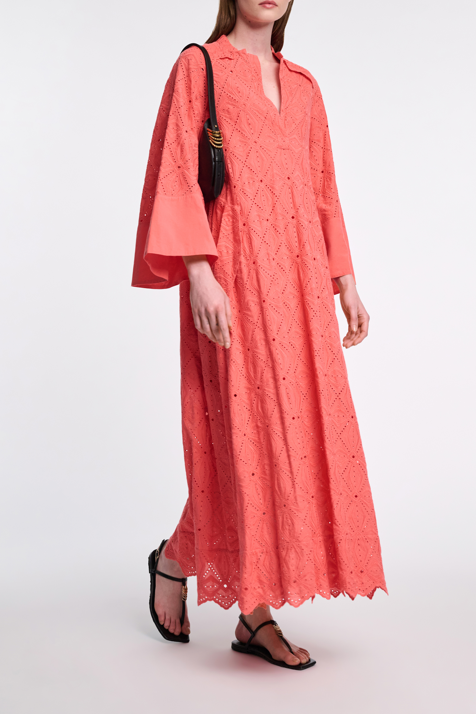 Dorothee Schumacher Cotton broderie anglaise caftan dress coral