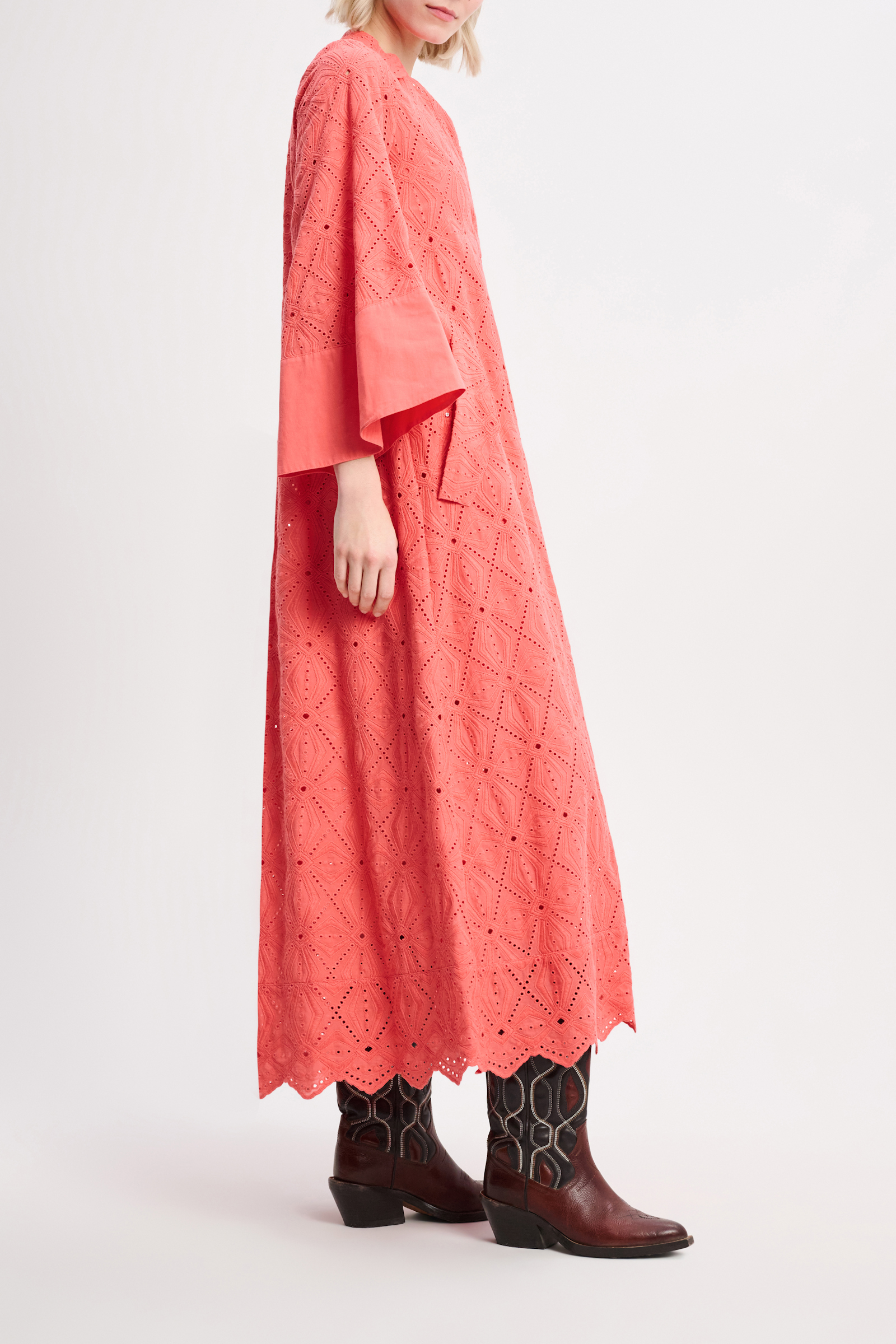 Dorothee Schumacher Cotton broderie anglaise caftan dress coral