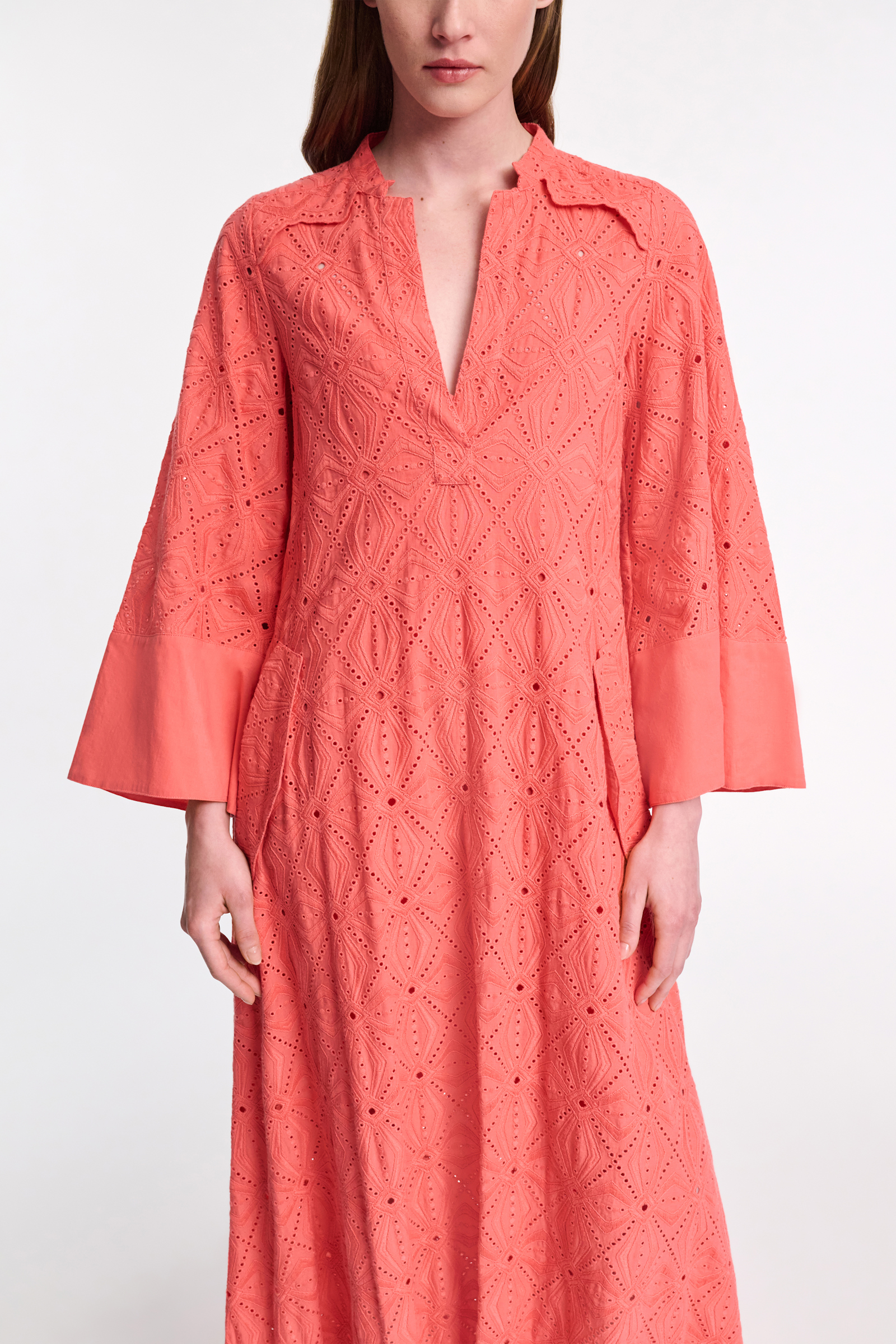 Dorothee Schumacher Kaftankleid mit Broderie Anglaise coral