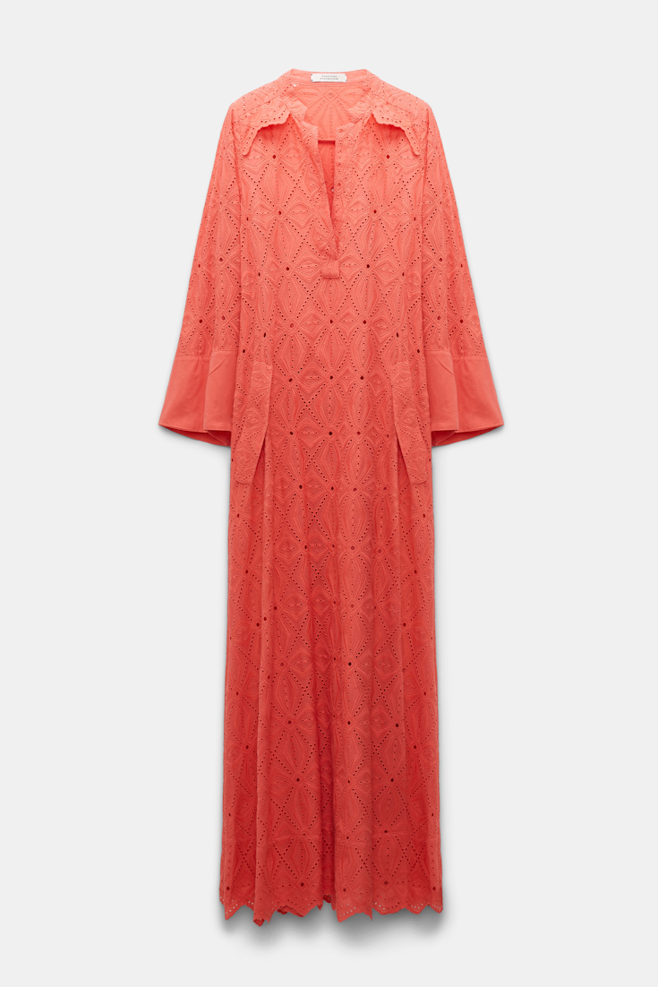 Dorothee Schumacher Cotton broderie anglaise caftan dress coral