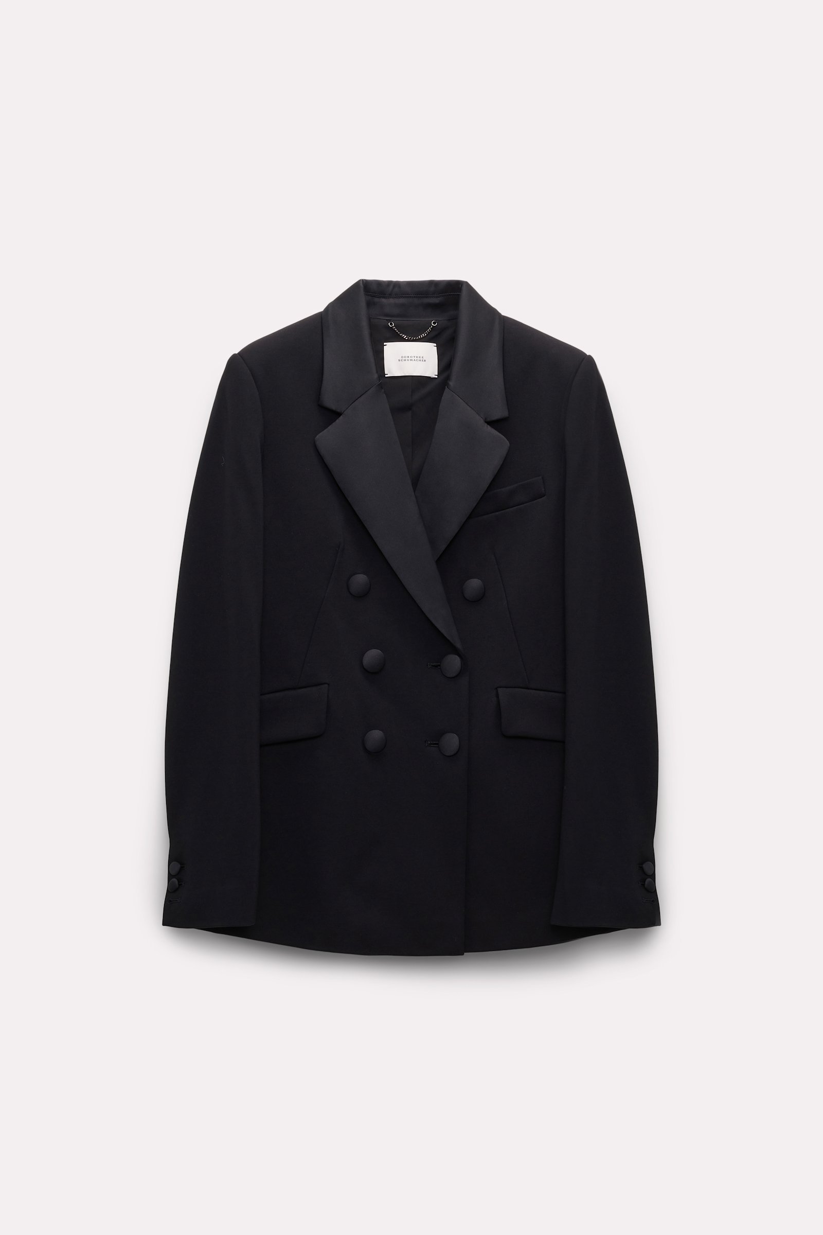 Dorothee Schumacher Double-breasted blazer in Punto Milano with satin detailing pure black