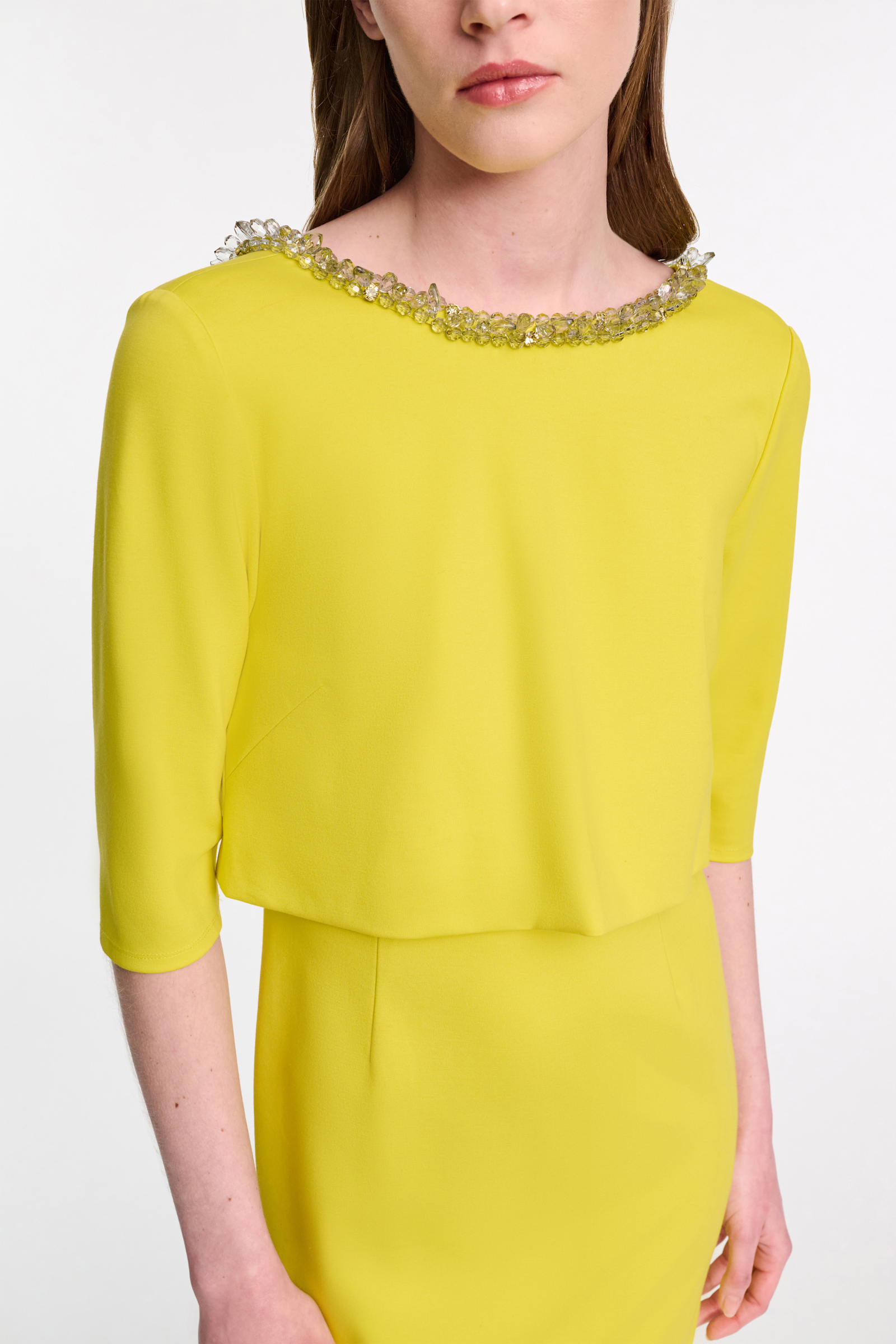 Dorothee Schumacher Kleid aus Punto Milano mit Stickerei happy yellow