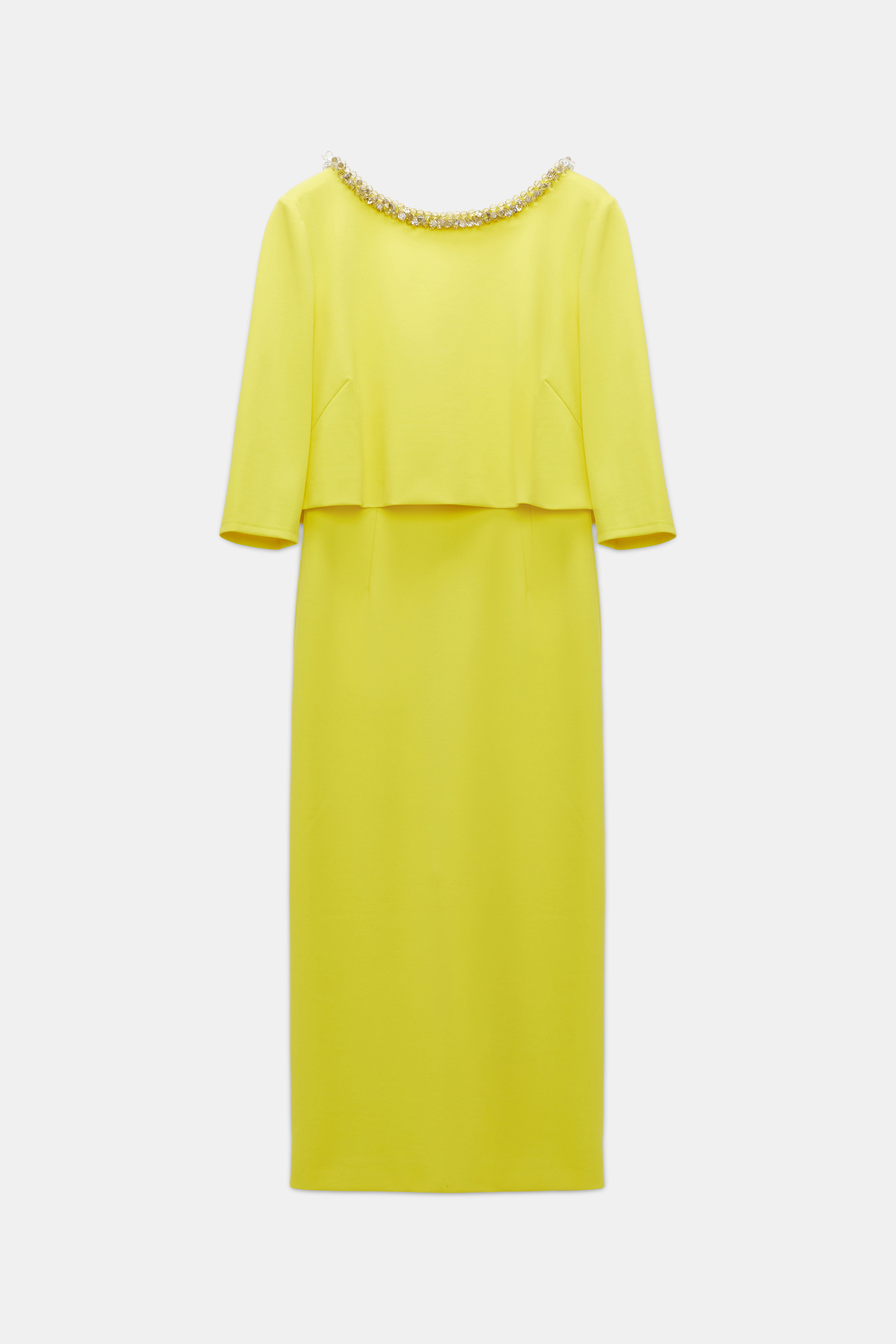 Dorothee Schumacher Layered-look dress in Punto Milano with embellishment happy yellow