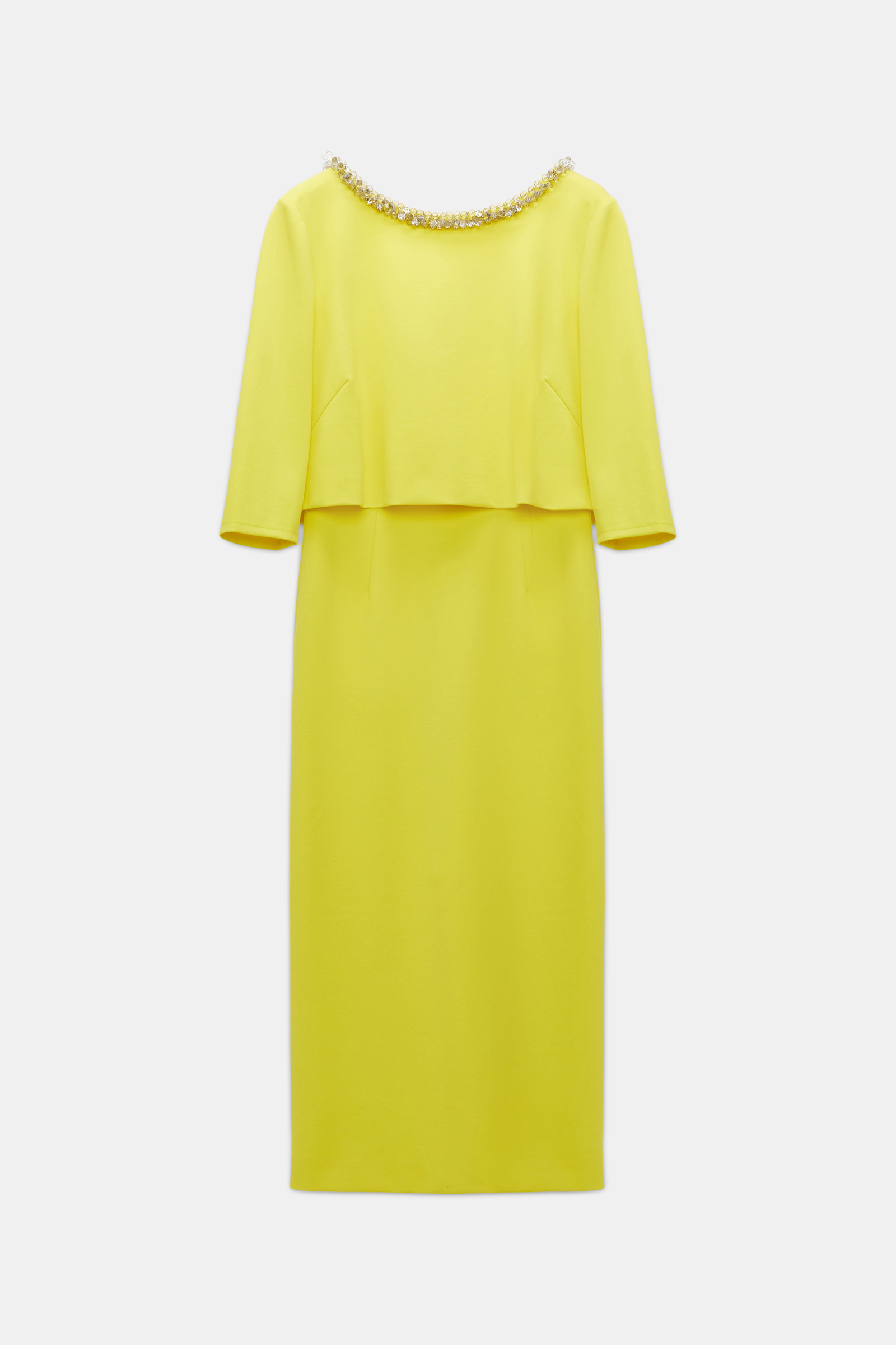 Dorothee Schumacher Layered-look dress in Punto Milano with embellishment happy yellow