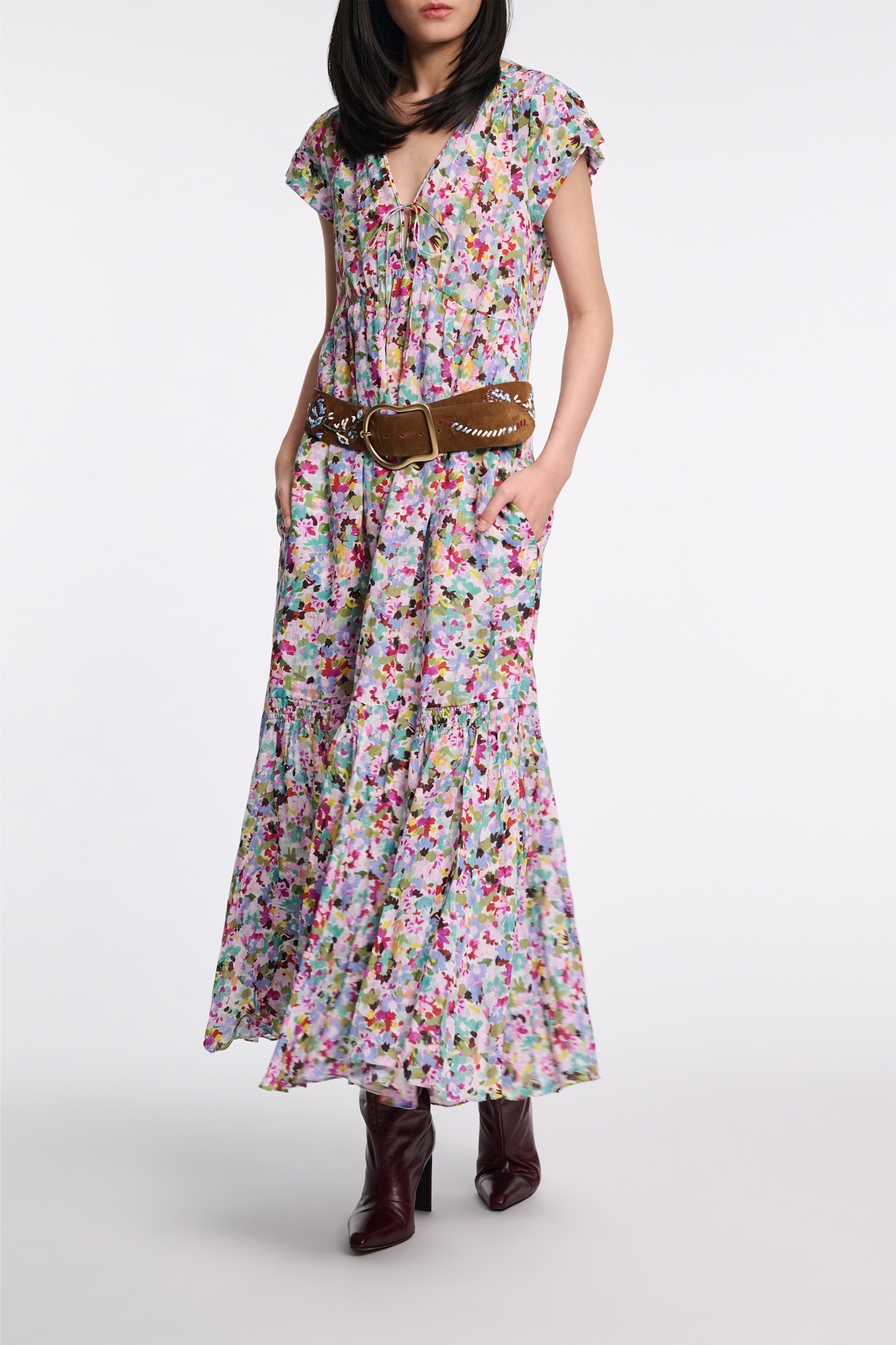 Dorothee Schumacher Florales Maxikleid aus Ramie colorful rose & green