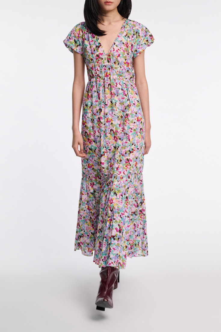 Dorothee Schumacher Florales Maxikleid aus Ramie colorful rose & green